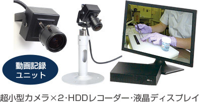 動画記録ユニット 超小型カメラ×2･HDDレコーダー･液晶ディスプレイ